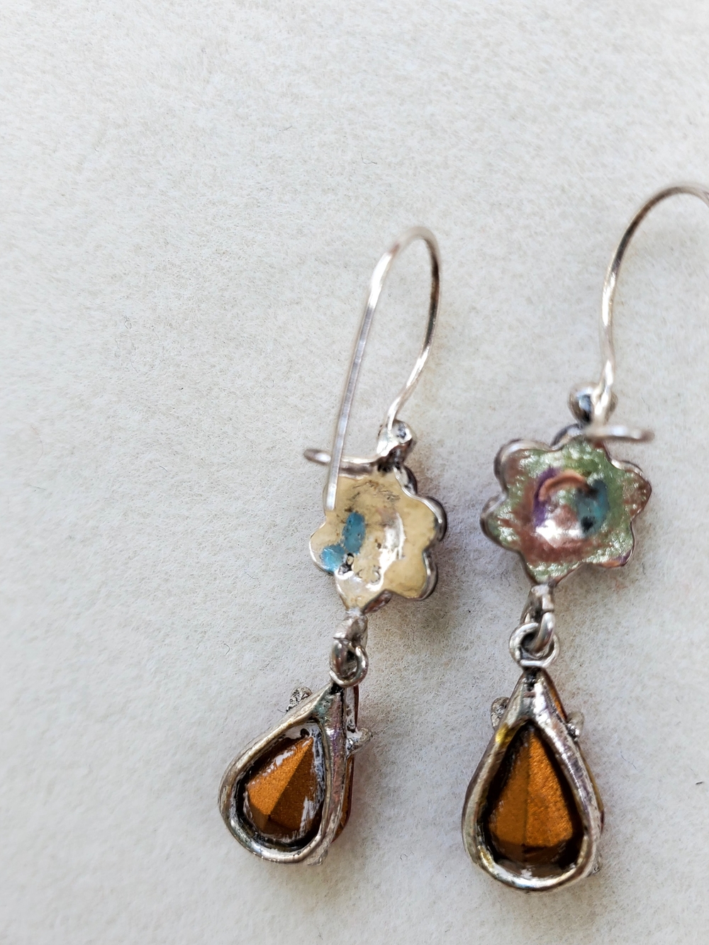 Red Teardrop & Floral Crystal Drop Earrings - Women Jewelry - Picture 6 of 10